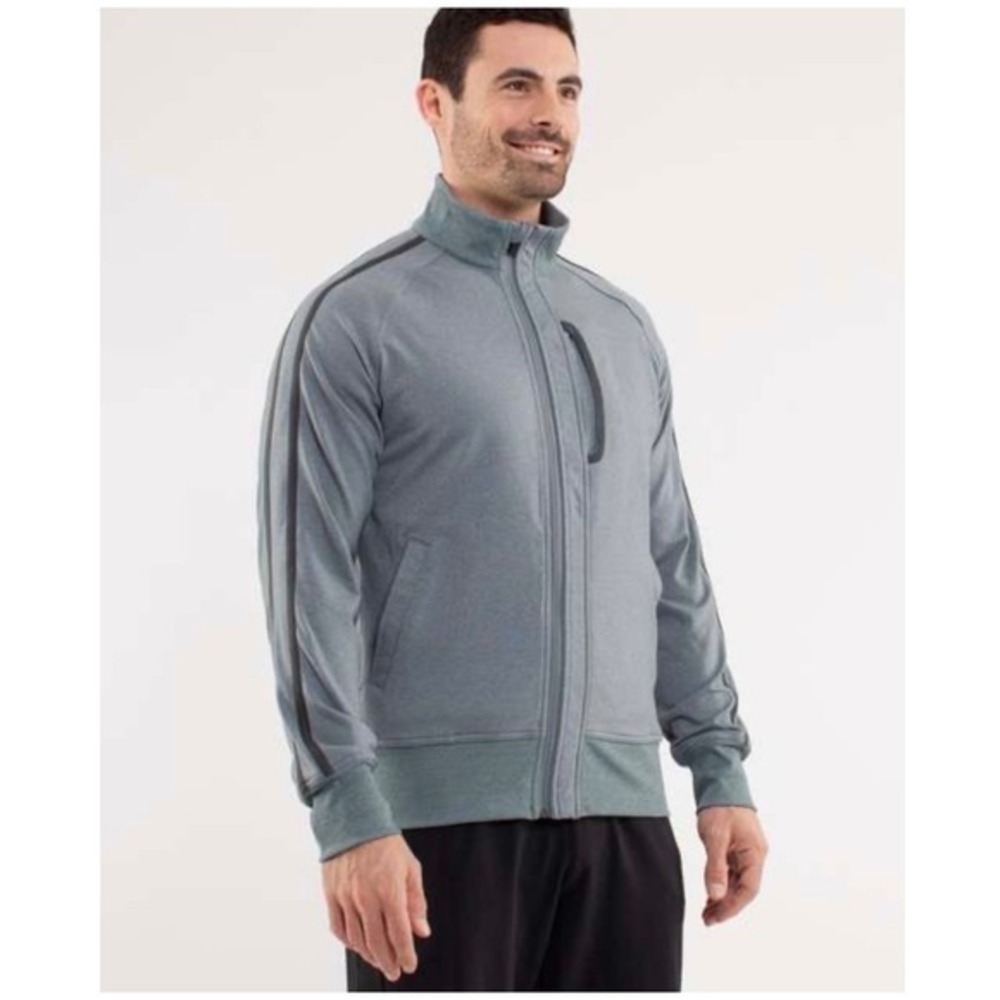 Lululemon Kung Fu Jacket Full Zip Gray Green L Athleisure Performance Gym‎ Comfy